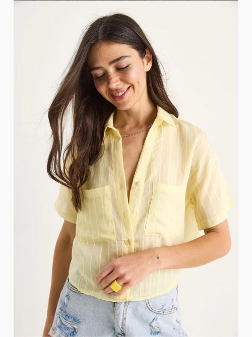 Chemise courte en viscose à rayures avec double poche lucci - Kiabi