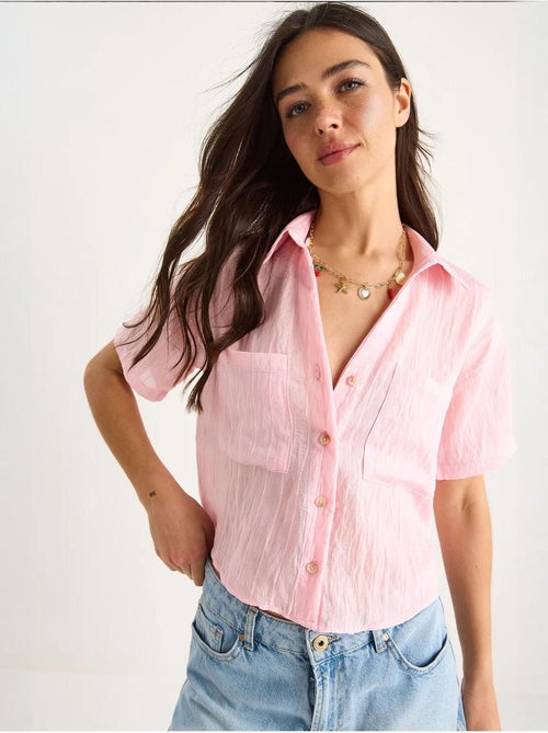 Chemise courte en viscose à rayures avec double poche lucci - Kiabi