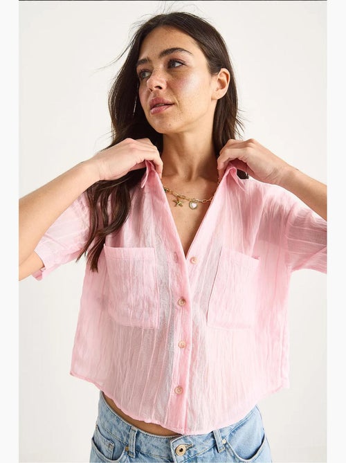 Chemise courte en viscose à rayures avec double poche lucci - Kiabi