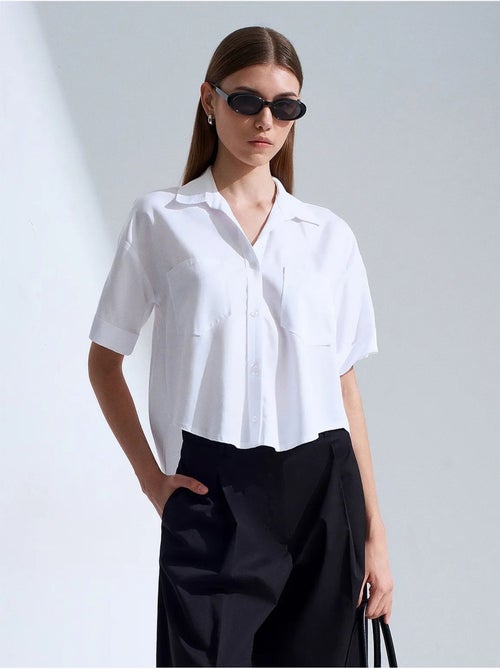 Chemise courte femme avec poche dilvin - Kiabi