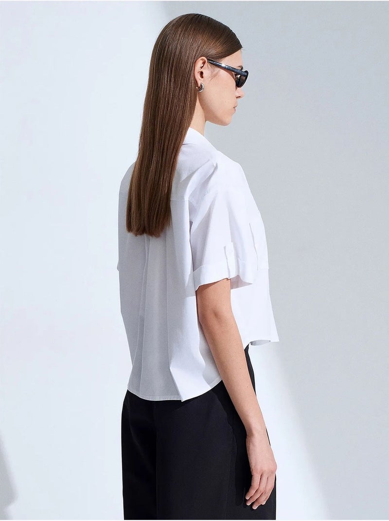 Chemise courte femme avec poche dilvin Blanc - Kiabi
