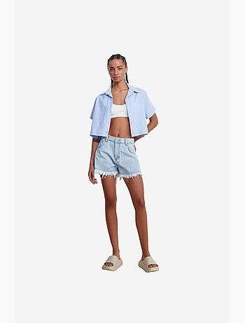 Chemise courte femme en mélange de lin dilvin