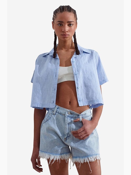 Chemise courte femme en mélange de lin dilvin - Kiabi
