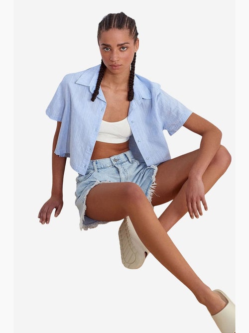 Chemise courte femme en mélange de lin dilvin - Kiabi