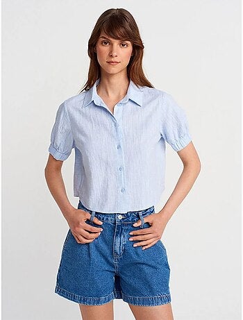 Chemise courte femme en mélange de lin dilvin