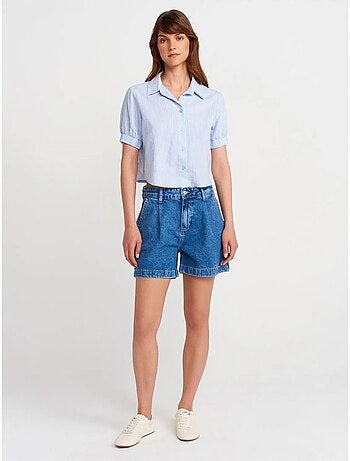 Chemise courte femme en mélange de lin dilvin