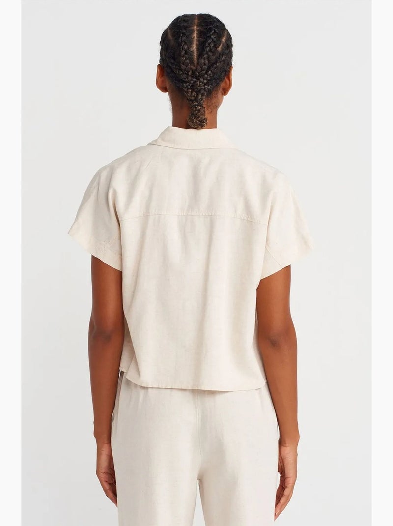 Chemise courte oversize dilvin Beige naturel - Kiabi