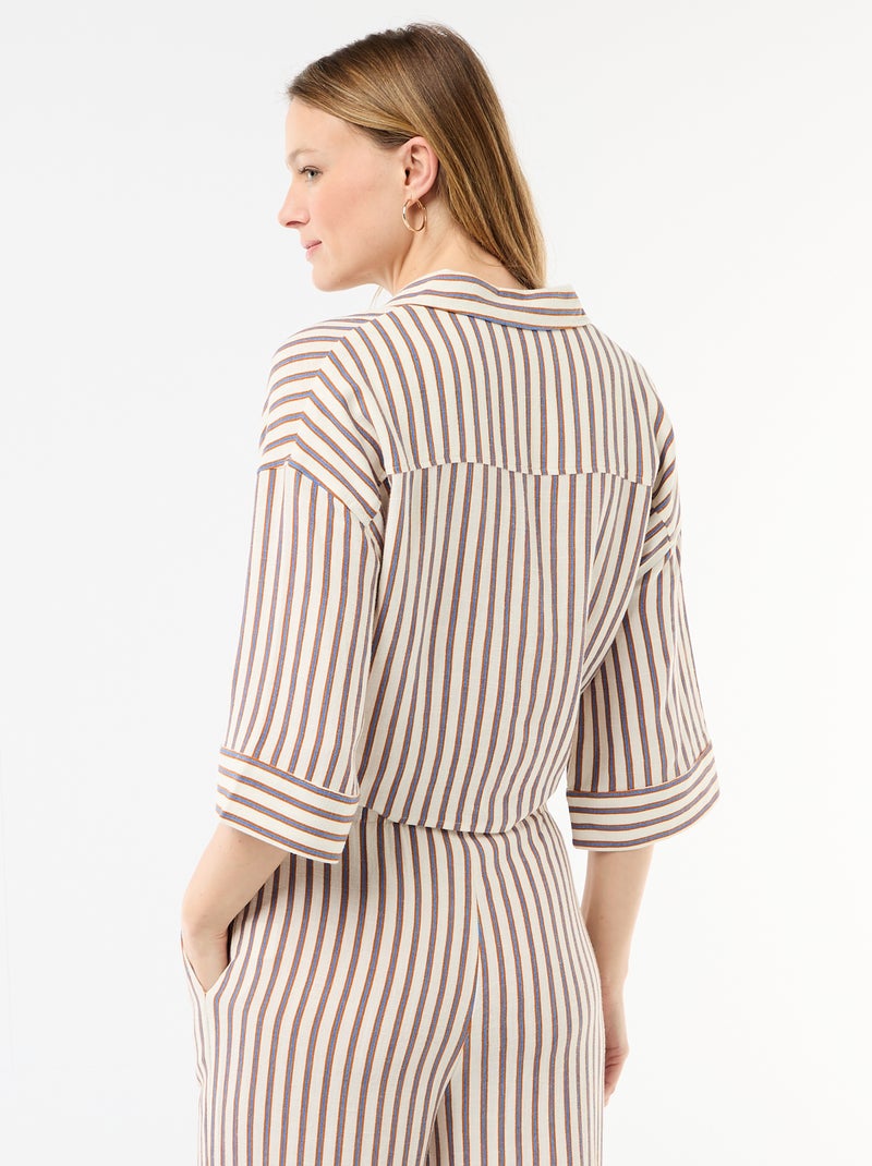 Chemise courte oversize nouée Beige - Kiabi