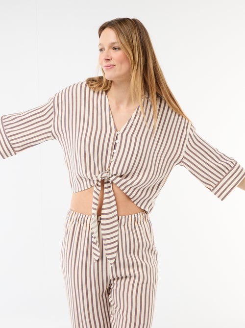 Chemise courte oversize nouée - Kiabi