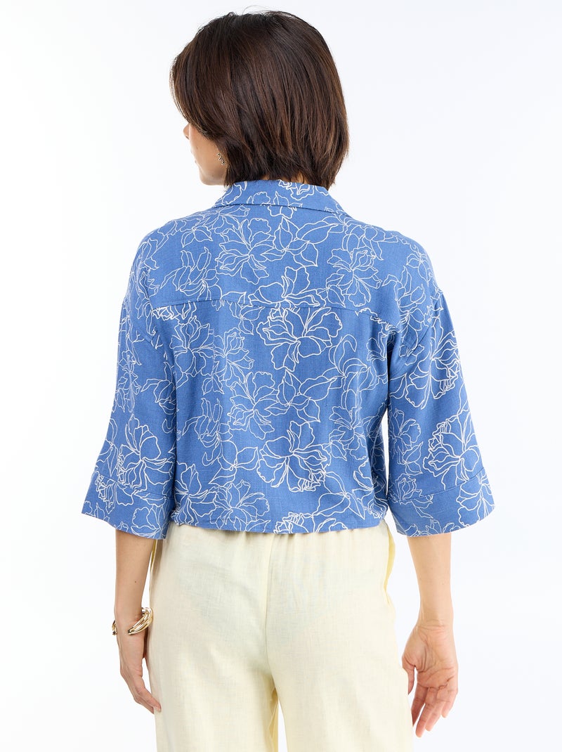 Chemise courte oversize nouée Bleu - Kiabi