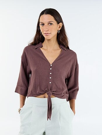Chemise courte oversize nouée