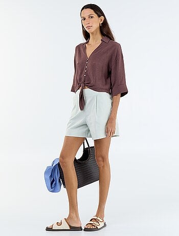 Chemise courte oversize nouée