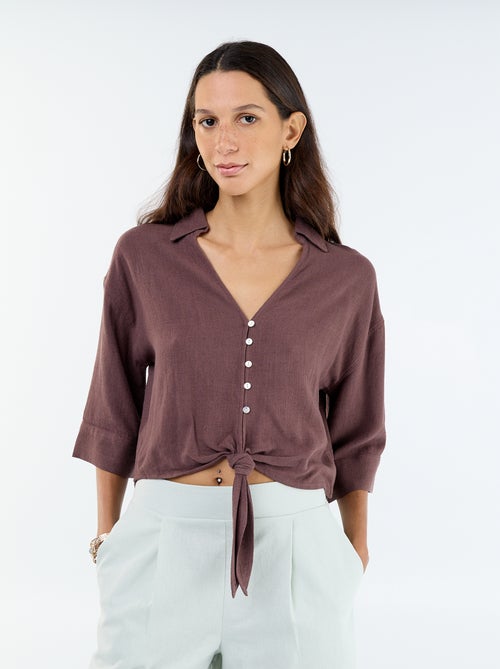 Chemise courte oversize nouée - Kiabi