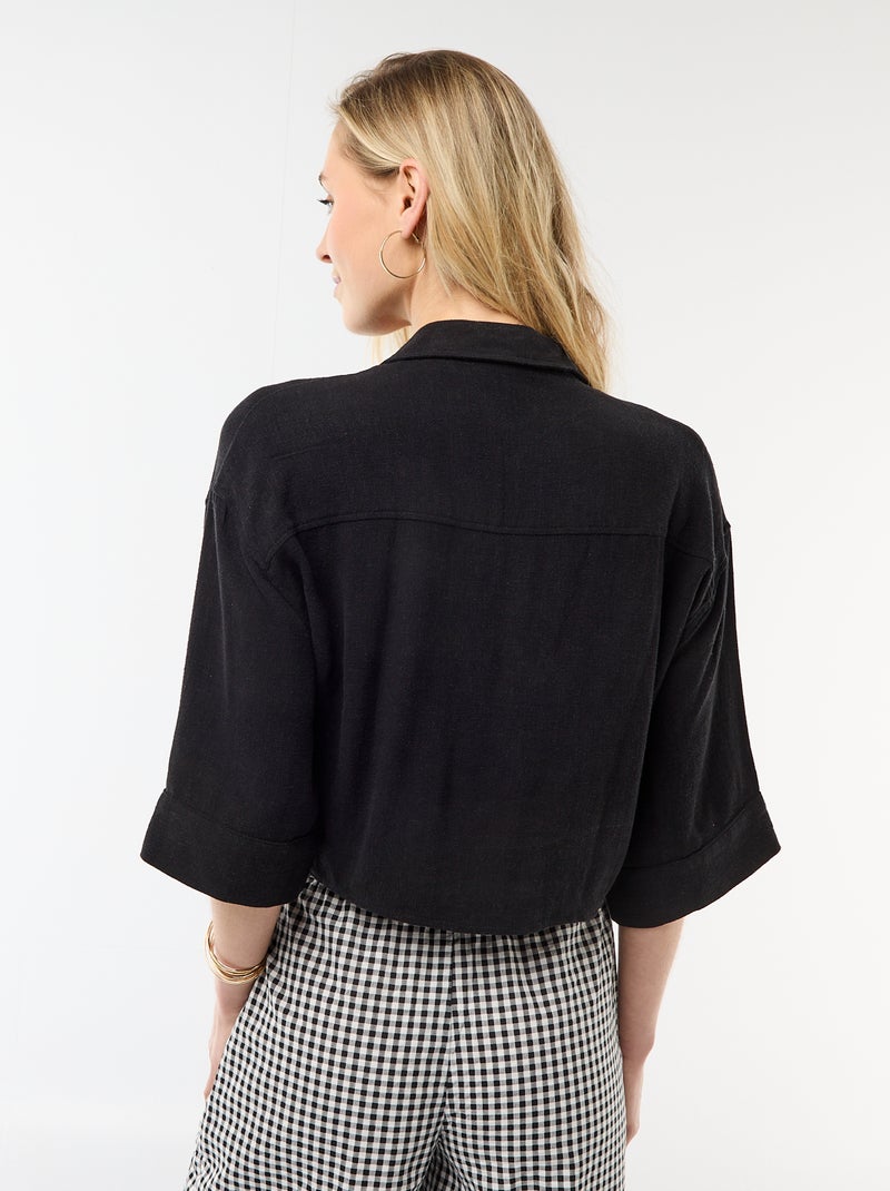 Chemise courte oversize nouée Noir - Kiabi