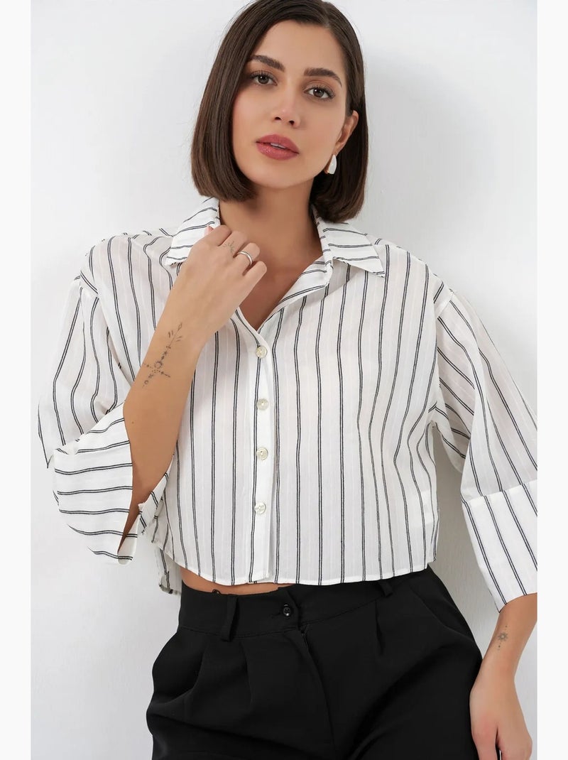 Chemise courte oversize rayée bdart Blanc cassé - Kiabi