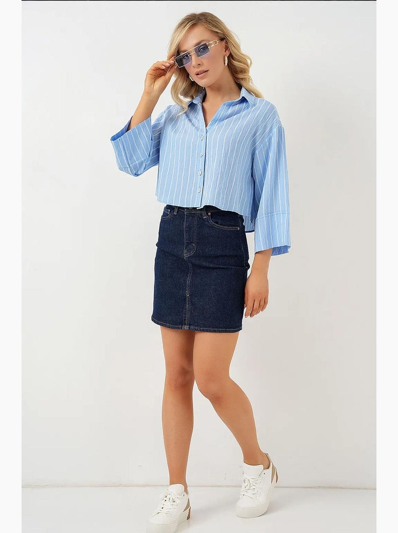 Chemise courte oversize rayée bdart Bleu clair - Kiabi