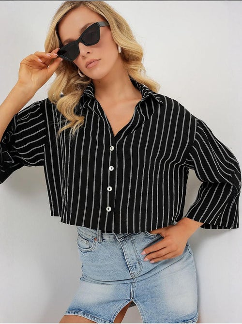 Chemise courte oversize rayée bdart - Kiabi Chemise courte oversize rayée bdart - Kiabi