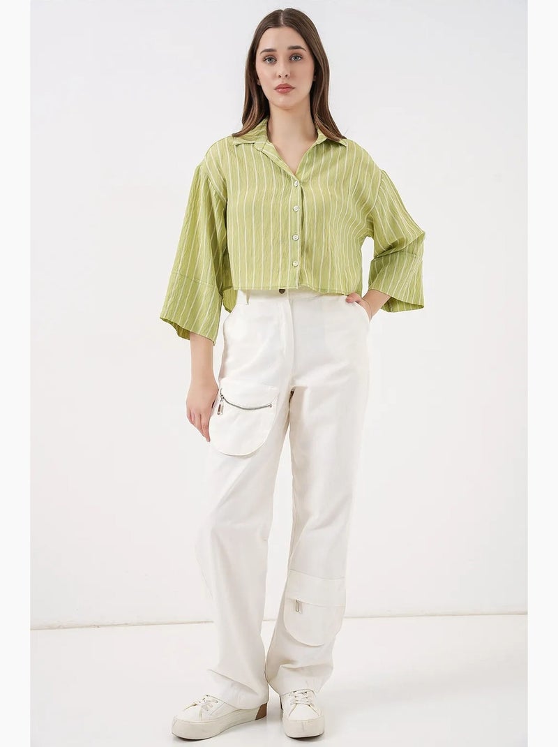 Chemise courte oversize rayée bdart Vert - Kiabi