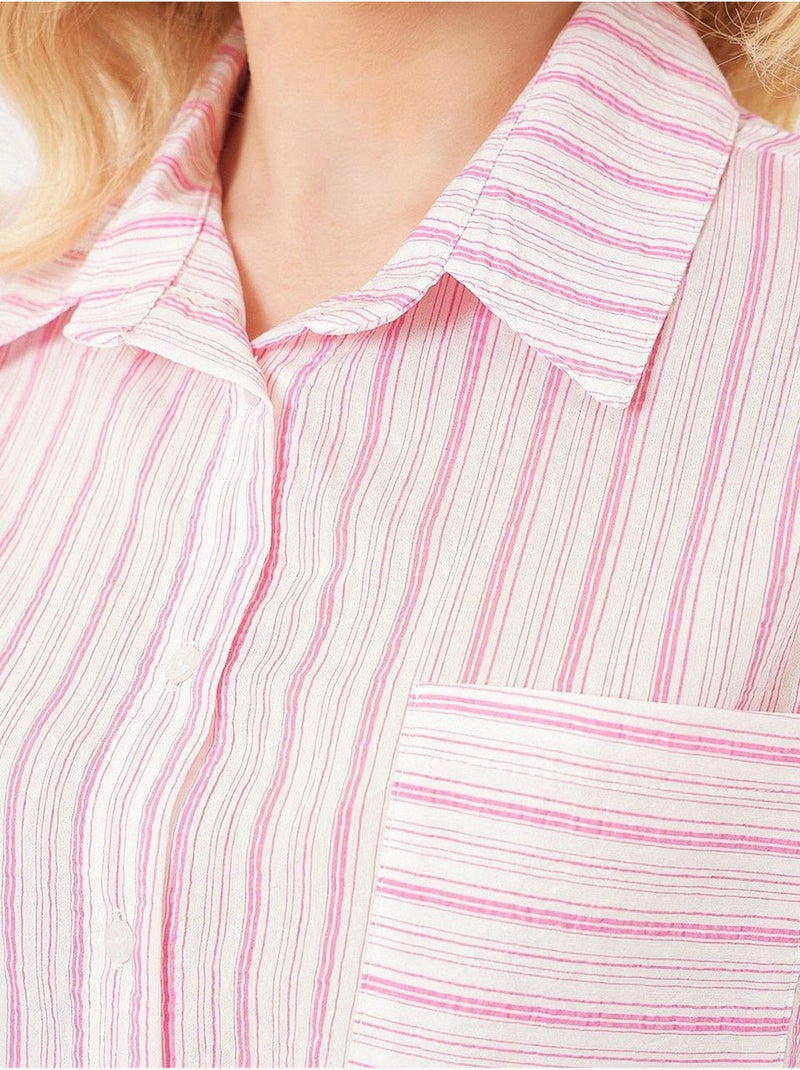 Chemise courte rayée avec poche bdart Rose pâle - Kiabi