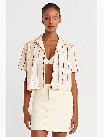 Chemise courte rayée femme dilvin