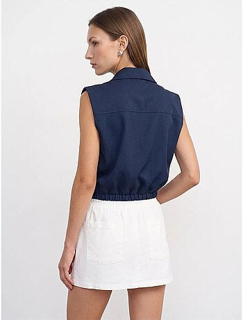 Chemise courte sans manches à fermeture éclair dilvin