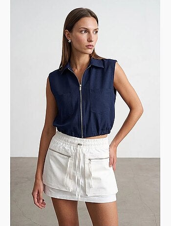 Chemise courte sans manches à fermeture éclair dilvin
