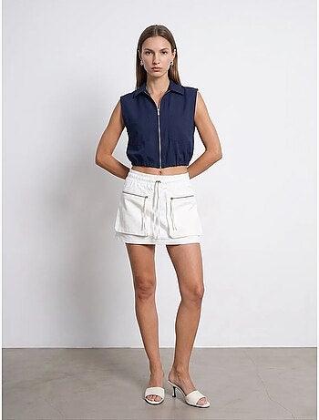 Chemise courte sans manches à fermeture éclair dilvin