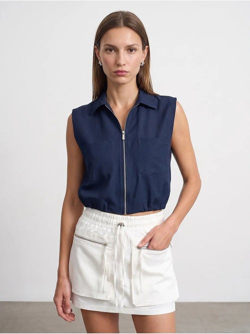 Chemise courte sans manches à fermeture éclair dilvin - Kiabi