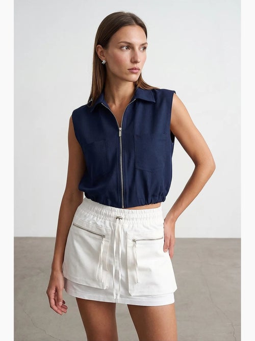 Chemise courte sans manches à fermeture éclair dilvin - Kiabi