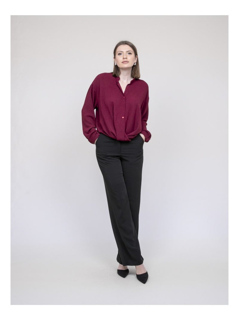 Chemise croisée devant en bas odacre Bordeaux - Kiabi