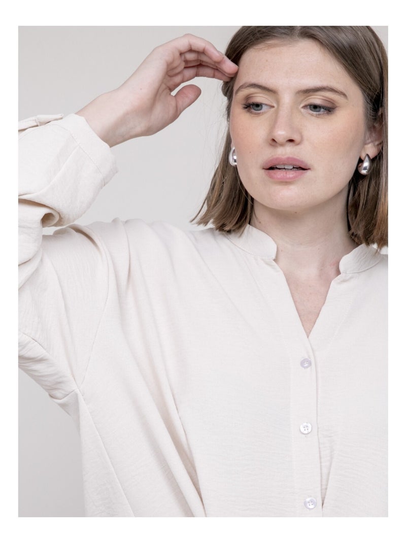Chemise croisée devant en bas odacre Ecru - Kiabi