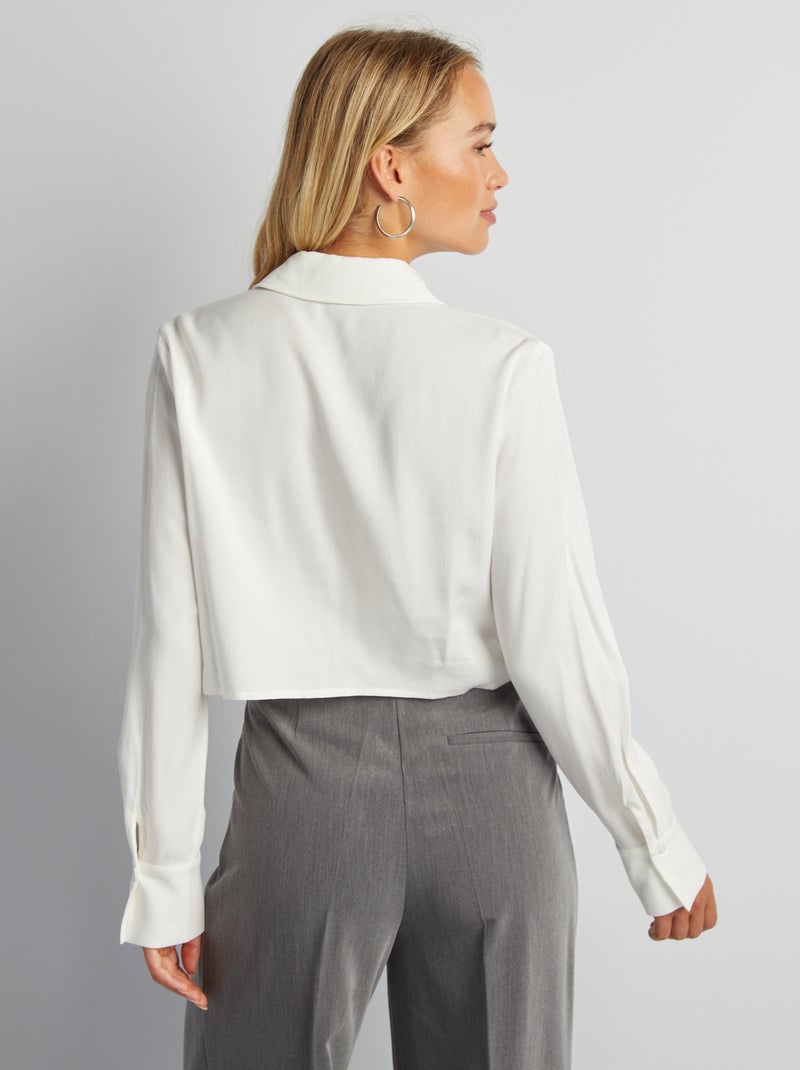 Chemise crop à manches longues blanc - Kiabi