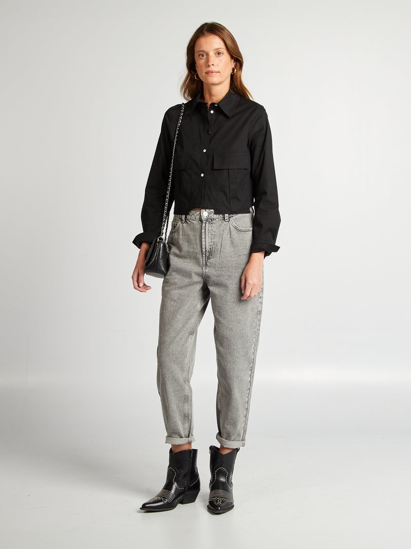 Chemise crop noir - Kiabi