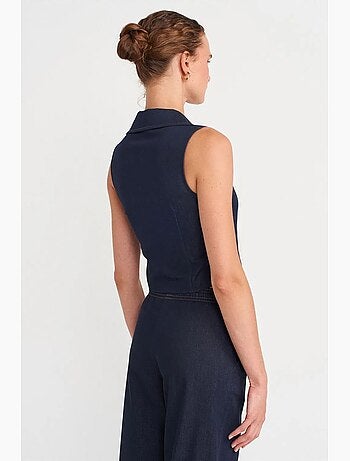 Chemise crop sans manches ajustée dilvin