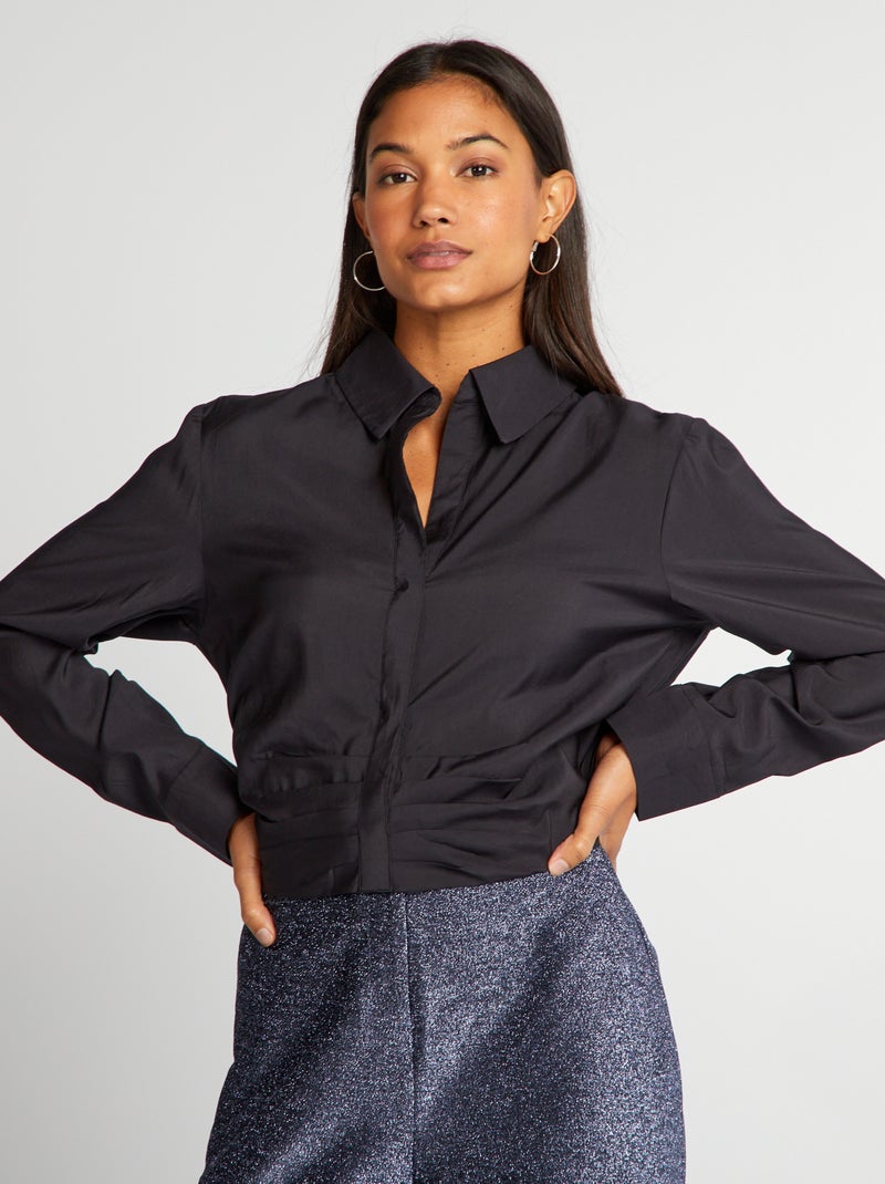 Chemise cropped noir - Kiabi