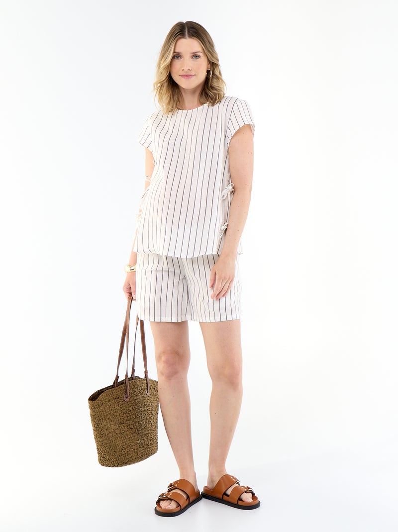 Chemise d'allaitement en lin mélangé Blanc - Kiabi