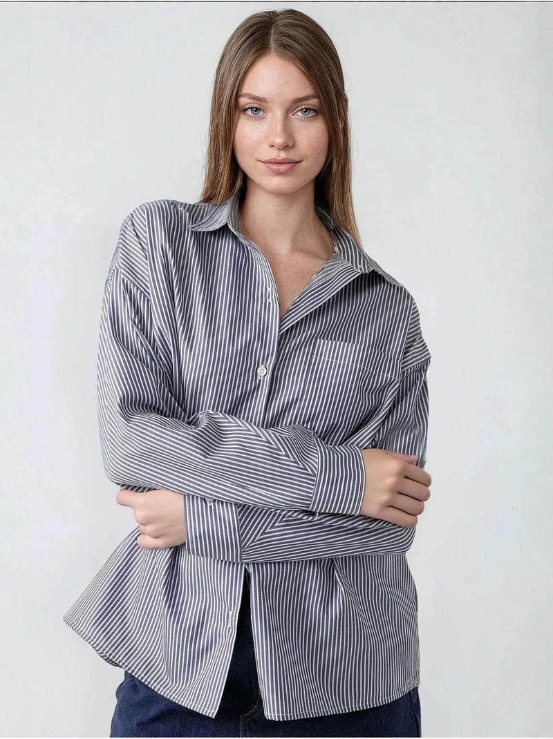 Chemise de bureau décontractée avec col de chemise hiccup Bleu pastel - Kiabi