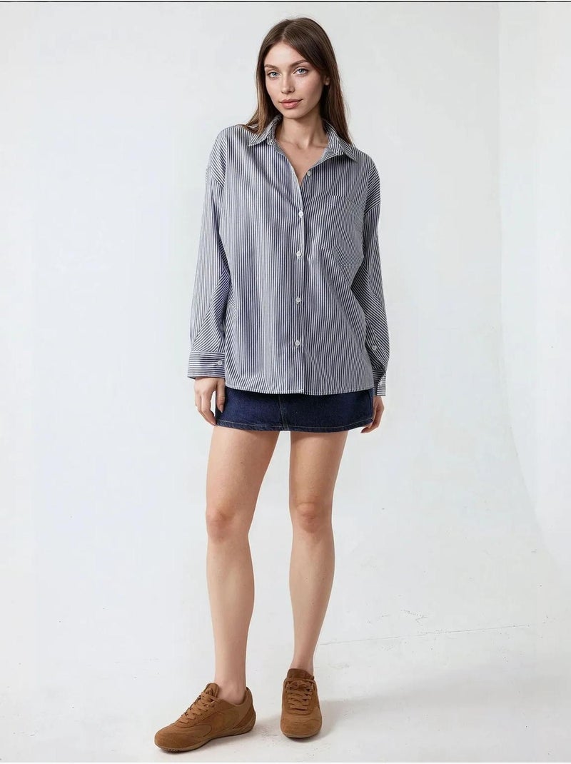 Chemise de bureau décontractée avec col de chemise hiccup Bleu pastel - Kiabi
