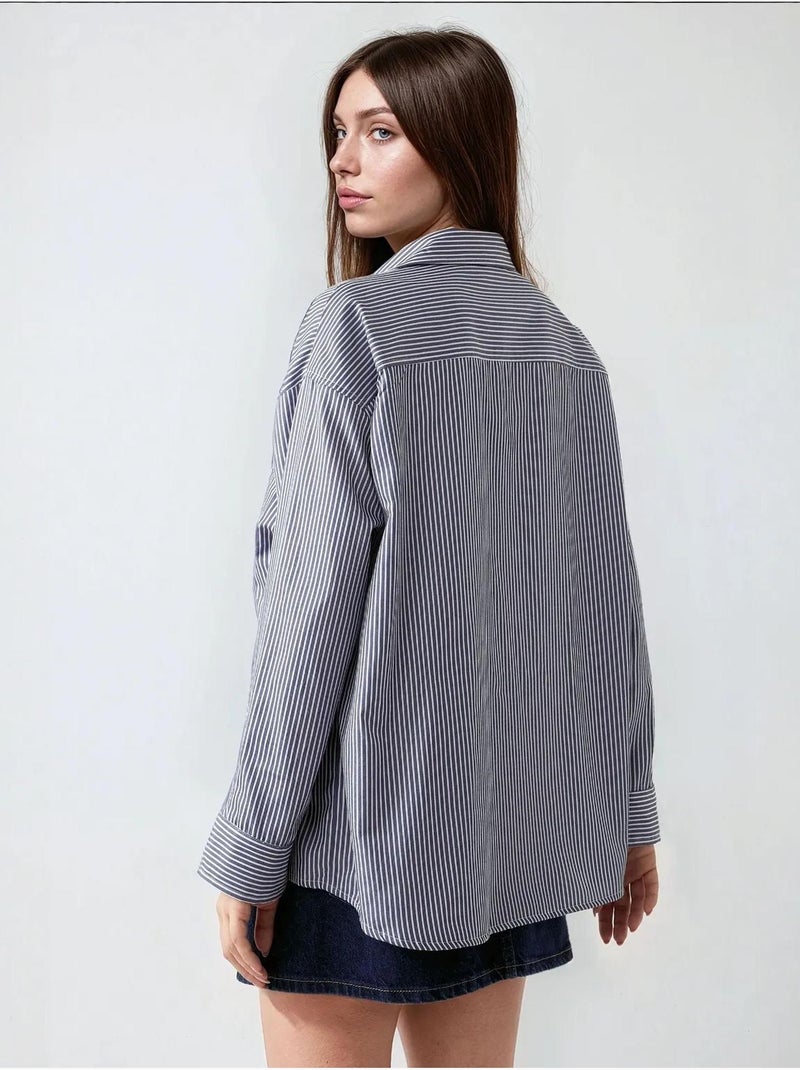 Chemise de bureau décontractée avec col de chemise hiccup Bleu pastel - Kiabi