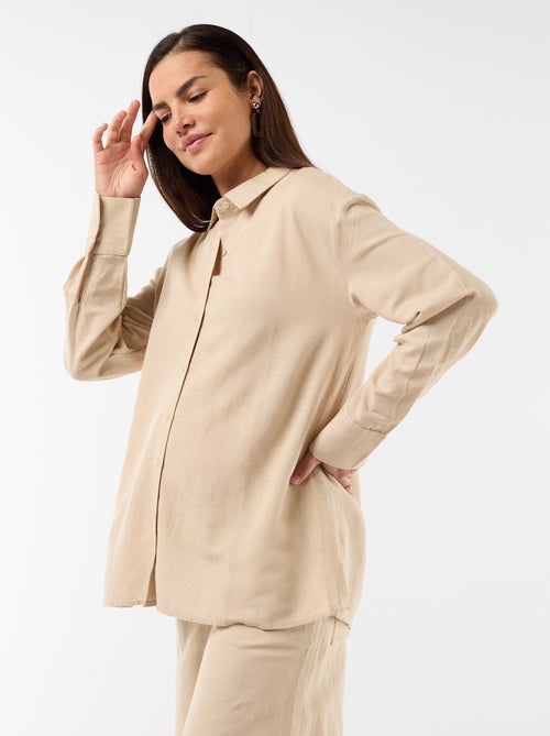 Chemise de maternité en lin mélangé - Kiabi