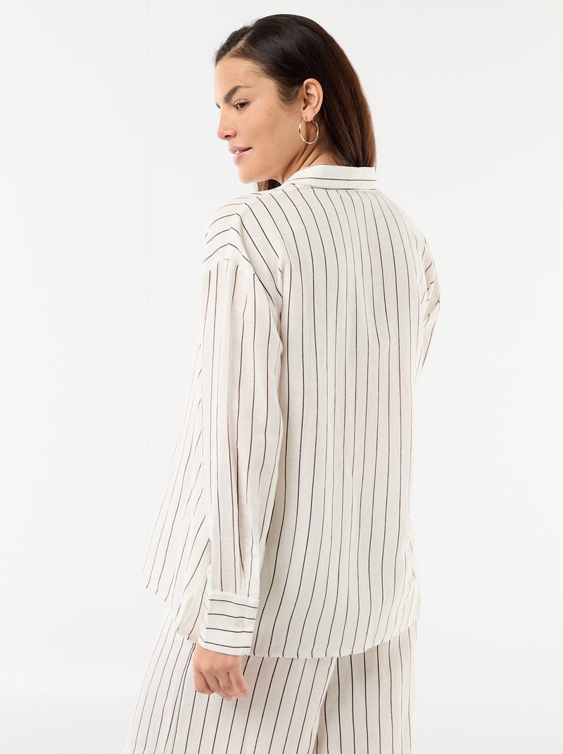 Chemise de maternité en lin mélangé Blanc - Kiabi