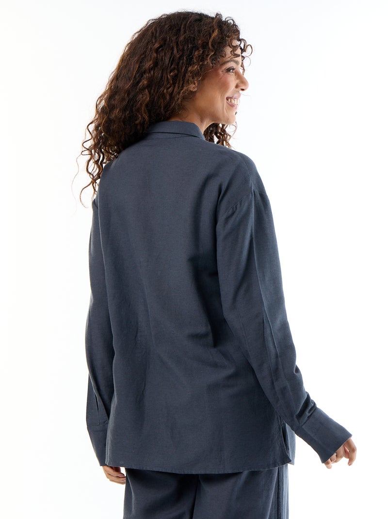 Chemise de maternité en lin mélangé Bleu - Kiabi