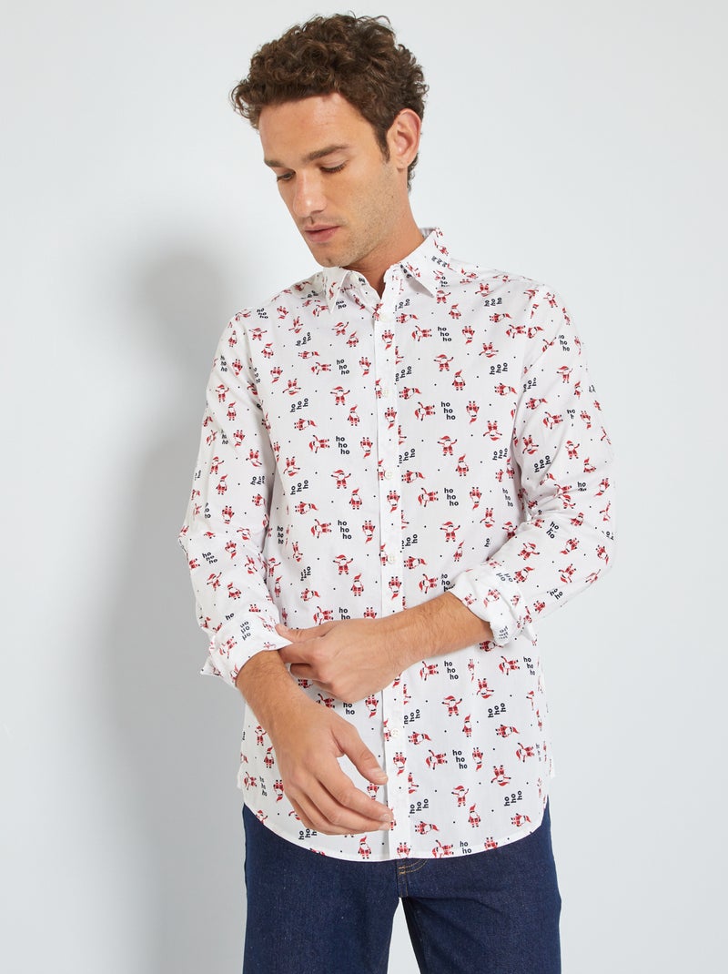 Chemise de Noël avec imprimé fantaisie Blanc - Kiabi