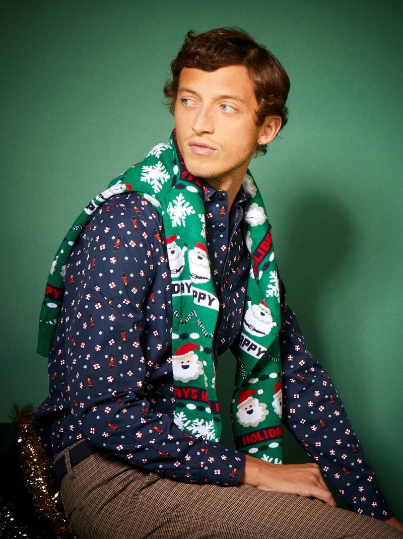 Chemise de Noël avec motifs Bleu - Kiabi