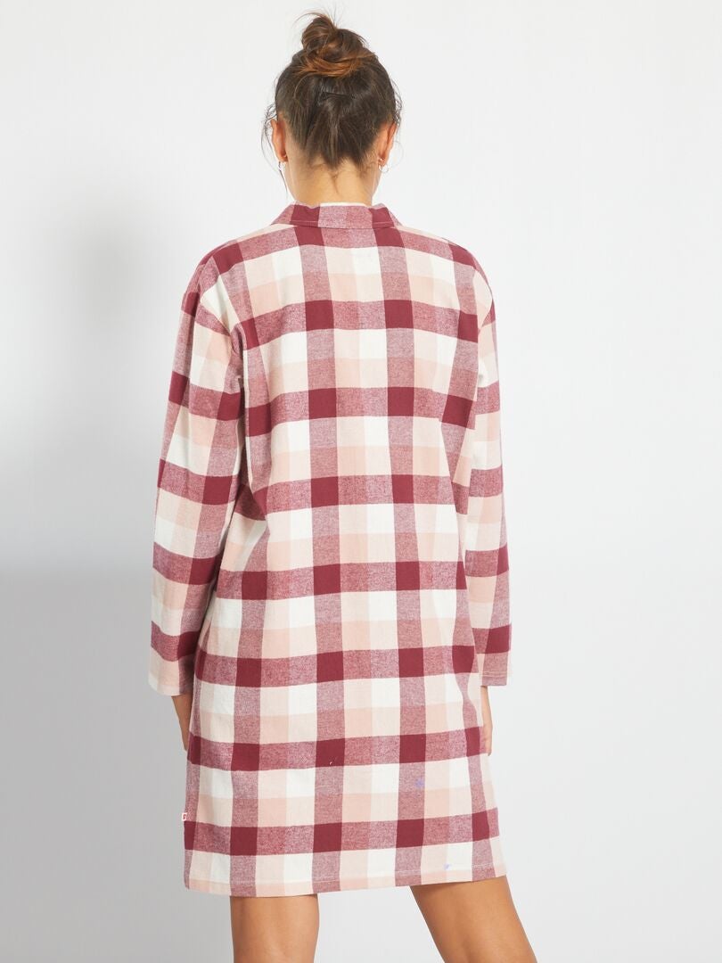 Chemise de nuit ?� carreaux en flanelle - Beige/bordeaux - Kiabi - 25.00�?�
