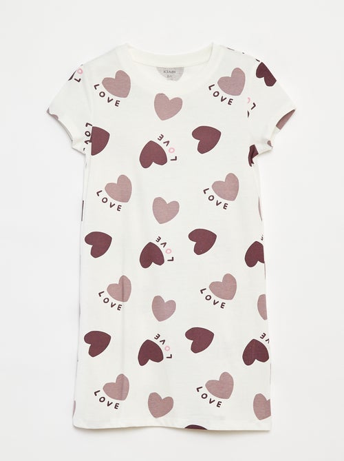 Chemise de nuit à manches courtes avec imprimé - Kiabi