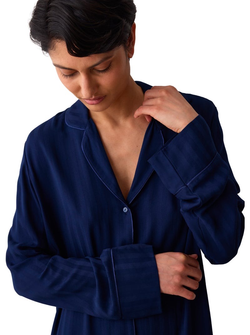 Chemise de nuit amourette jacquard Bleu - Kiabi