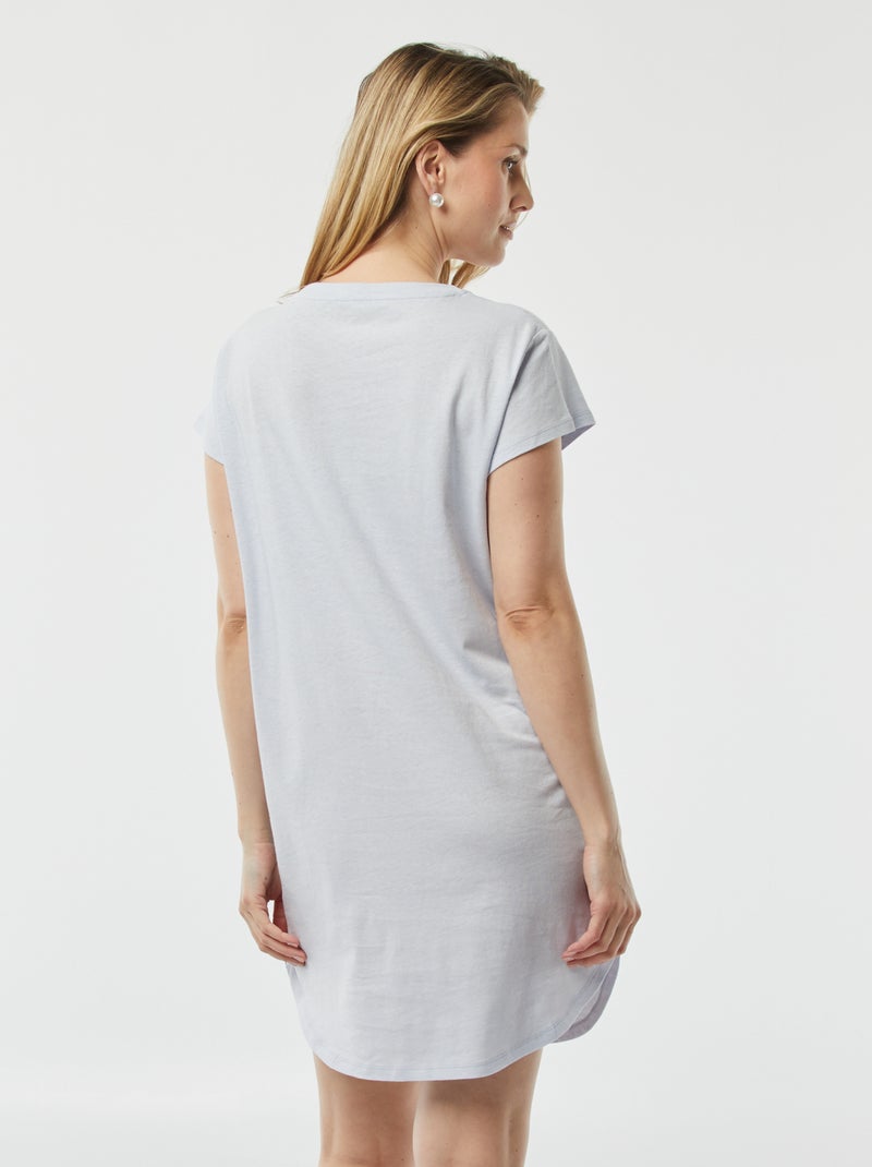 Chemise de nuit coupe tee-shirt en lin mélangé Bleu ciel - Kiabi