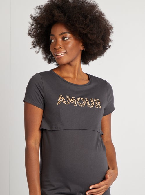 Chemise de nuit d'allaitement à message - Kiabi