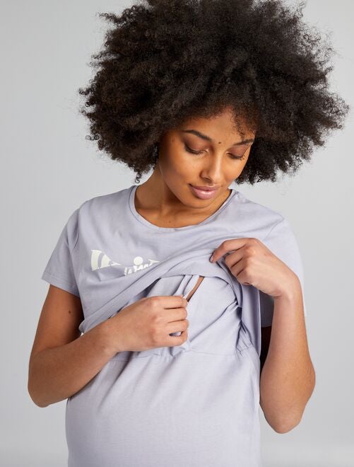 Chemise de nuit d'allaitement à message - Kiabi